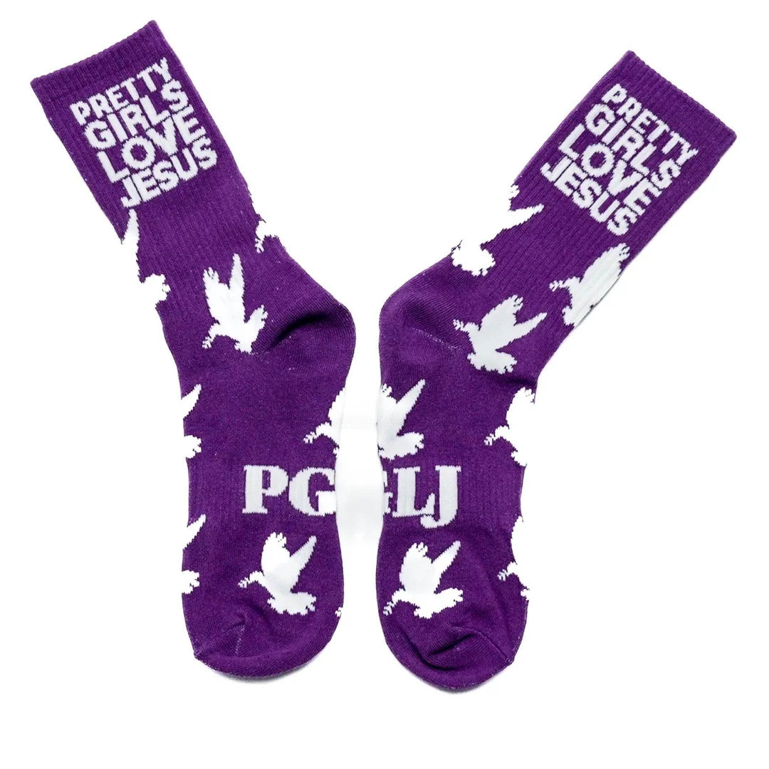 Purple PGLJ Signature Dove Sock