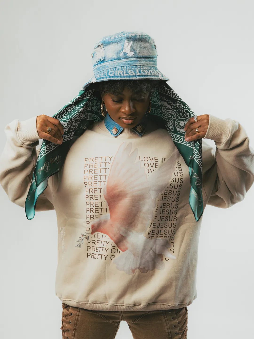 PGLJ Distressed Denim Bucket Hat